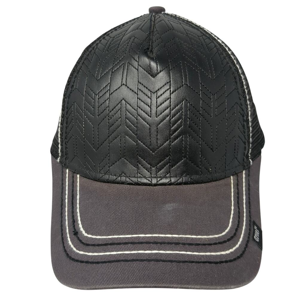 Cruel Snapback Trucker Hat Black One Size Adjustable Embroidered Faux Leather